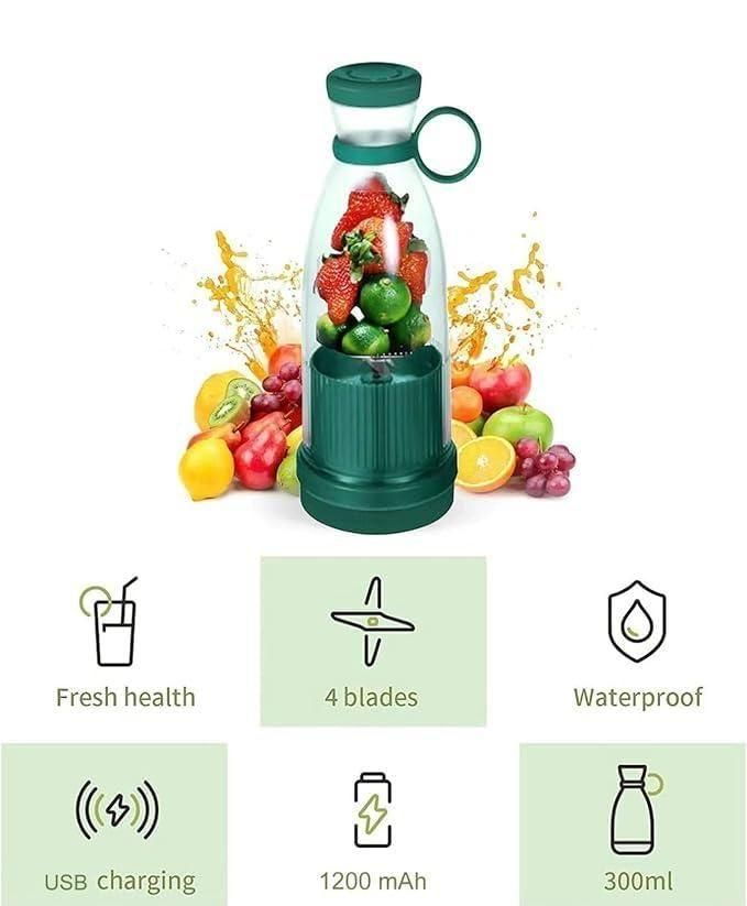Traverl Portable Mini Juice Blender. ELECTRONIC Blender Portable Juicer for Smoothie, Juice, Vegetable Shakes with 6 Blades Wireless Charging Mini Personal Size Mixer Bottle Grinder, 420 Ml