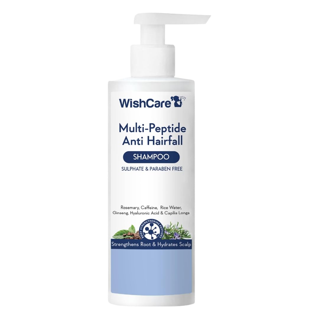 WishCare Multi Peptide Anti Hairfall Shampoo – Paraben & Sulphate Free Shampoo for Women & Men with Rice Water, Rosemary, Hyaluronic Acid & Caffeine for Hairfall Control,Combo Pack- (30ml+250ml)