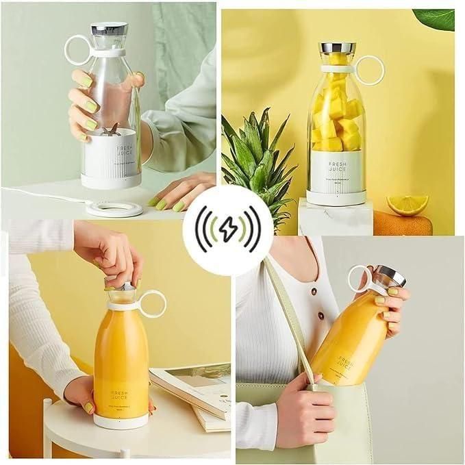 Traverl Portable Mini Juice Blender. ELECTRONIC Blender Portable Juicer for Smoothie, Juice, Vegetable Shakes with 6 Blades Wireless Charging Mini Personal Size Mixer Bottle Grinder, 420 Ml
