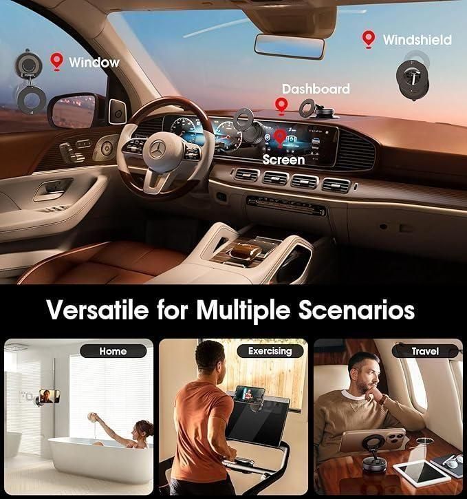 Vacuum Suction Magnetic Bracket. Outlouders 360° Magnetic Car Phone Holder | Universal Sticky Dashboard Mount | Hands-Free Mobile Stand for All Phones