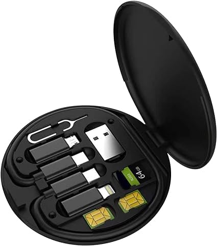 Fast Charging Travel Cabel Set. 5 in 1 Fast 60 watt Charging Data Cable Travel Kit for Type C, Apple & Android Smarphones, Multi Charging Cable Case Convertor USB C to Lightning/Type C/Micro USB Adapter seT BLACK