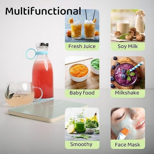 Traverl Portable Mini Juice Blender. ELECTRONIC Blender Portable Juicer for Smoothie, Juice, Vegetable Shakes with 6 Blades Wireless Charging Mini Personal Size Mixer Bottle Grinder, 420 Ml