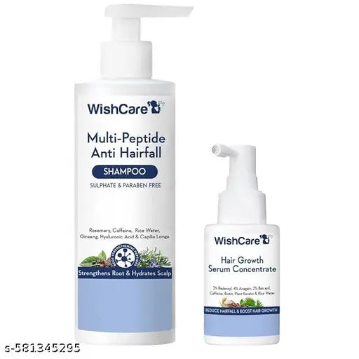 WishCare Multi Peptide Anti Hairfall Shampoo – Paraben &amp; Sulphate Free Shampoo for Women &amp; Men with Rice Water, Rosemary, Hyaluronic Acid &amp; Caffeine for Hairfall Control,Combo Pack- (30ml+250ml)