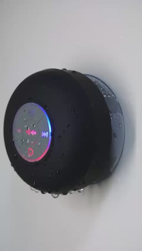 FKLBBLPM Large Suction Cup Waterproof Bluetooth Speaker LED Light Light Waterproof Bathroom Bluetooth Speaker (Black)